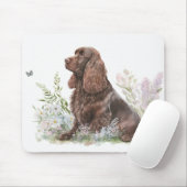 Chocolade Cocker Spaniel met vlinder Muismat (Met muis)