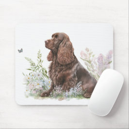 Chocolade Cocker Spaniel met vlinder Muismat