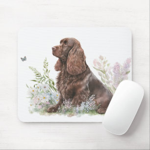 Chocolade Cocker Spaniel met vlinder Muismat