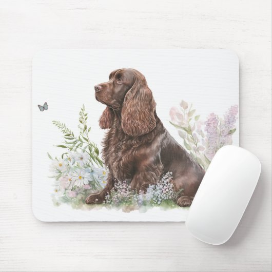 Chocolade Cocker Spaniel met vlinder Muismat (Met muis)