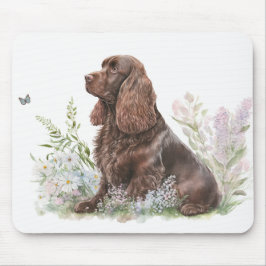 Chocolade Cocker Spaniel met vlinder Muismat