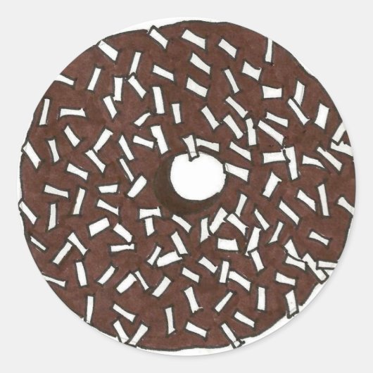 Chocolade Coconut Cake Donut Doughnut Breakfast Ronde Sticker (Voorkant)