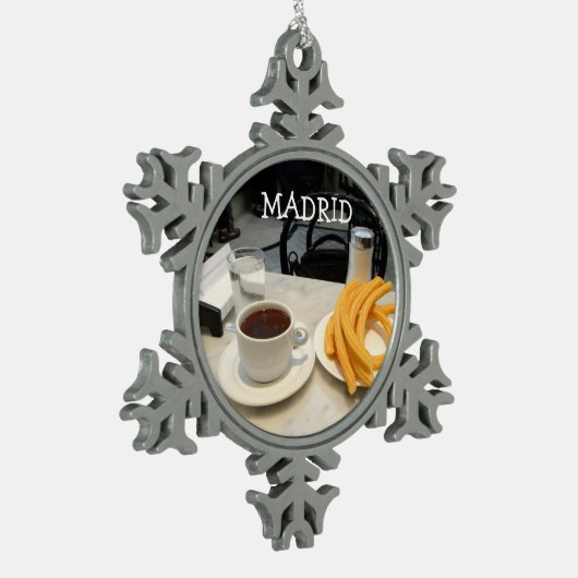 chocolade con churros tin sneeuwvlok ornament (Links)