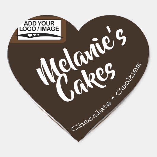 Chocolade Cookies Cake Packaging Logo Sjabloon Hart Sticker (Voorkant)