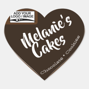 Chocolade Cookies Cake Packaging Logo Sjabloon Hart Sticker