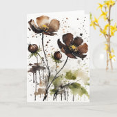 Chocolade cosmos - Watercolor bloemen Kaart (Gele Bloem)