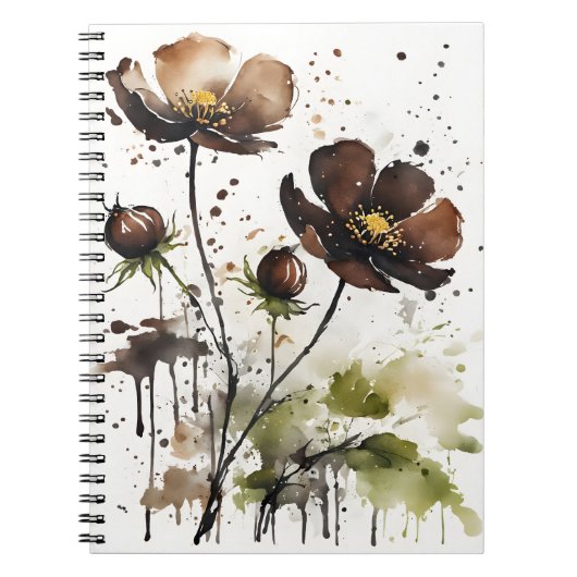 Chocolade cosmos - Watercolor bloemen Notitieboek (Voorkant)