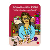 Chocolade, Crafting en Coffee Funny Hand getekend Magneet (Verticaal)