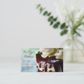 Chocolade Cream Cake Blue Bokeh Visitekaartje (Staand voorkant)