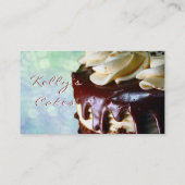 Chocolade Cream Cake Blue Bokeh Visitekaartje (Achterkant)