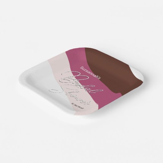 Chocolade Cream Raspberry Streams Aangepast Papieren Bordje (Gebogen)