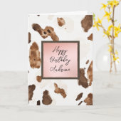 Chocolade Crème Dierenprint Roze Blos Verjaardag Kaart (Gele Bloem)