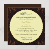 Chocolade crème en gouden moslim bruiloft kaart (Voorkant / Achterkant)