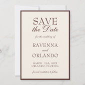 Chocolade Crème Oud Geld Elegant Glam Bruiloft Save The Date (Voorkant)