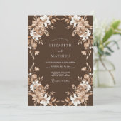 Chocolade Crème Roze Bruiloft Kaart (Staand voorkant)