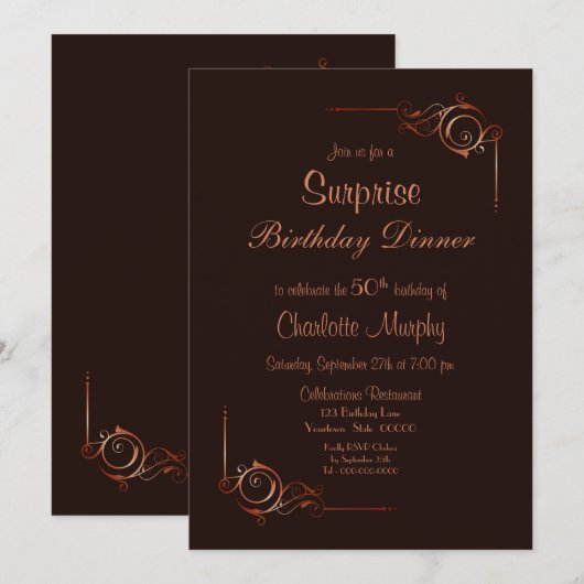 Chocolade & crème verrassend, 50e geboortedag kaart (Voorkant / Achterkant)