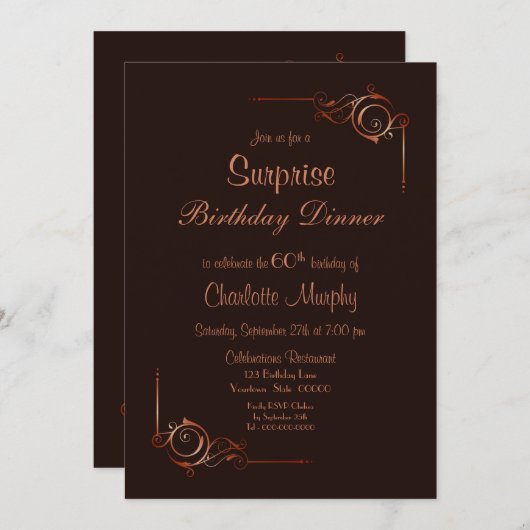 Chocolade & Crème Verrassingsdiner 60e verjaardag Kaart (Voorkant / Achterkant)