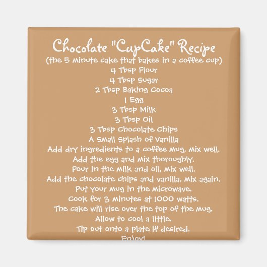 Chocolade "Cup Cake" in een Mok recept - Magnet (Voorkant)