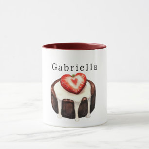 Chocolade Cupcake Aardbei Hart Mok