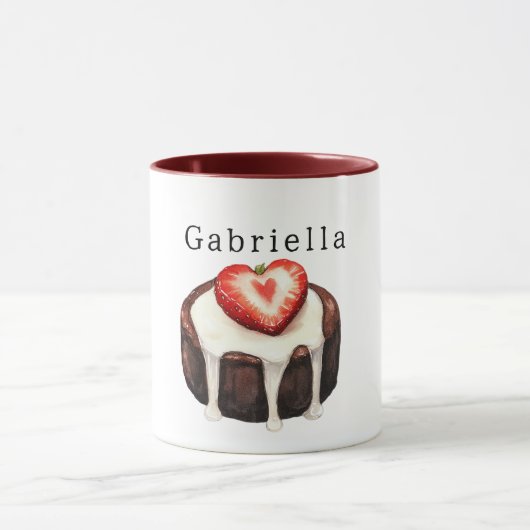 Chocolade Cupcake Aardbei Hart Mok (Midden)