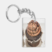 Chocolade Cupcake AcrylSleutelhanger Sleutelhanger (Voorkant Links)