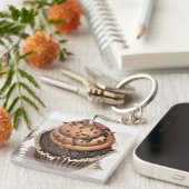 Chocolade Cupcake AcrylSleutelhanger Sleutelhanger (Voorkant Rechts)
