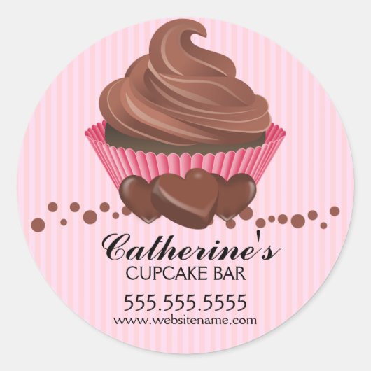 Chocolade Cupcake Bakkerij Box Seals Ronde Sticker (Voorkant)