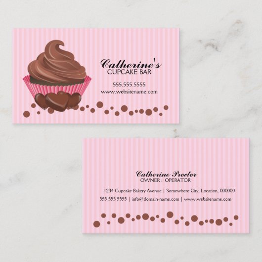 Chocolade Cupcake bakkerij Visitekaartje (Voorkant / Achterkant)