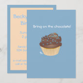 Chocolade Cupcake Birthday Party Invitation Kaart (Voorkant / Achterkant)