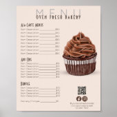 Chocolade Cupcake Blush Menu Bakkerij Prijslijst Poster (Voorkant)