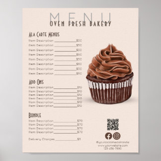 Chocolade Cupcake Blush Menu Bakkerij Prijslijst Poster