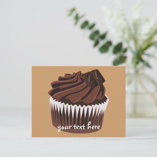 Chocolade Cupcake Briefkaart (Staand voorkant)