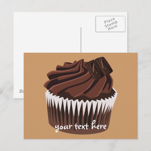 Chocolade Cupcake Briefkaart (Voorkant / Achterkant)