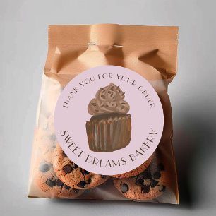 Chocolade Cupcake Catering Bakkerij BESTELLEN DANK Ronde Sticker