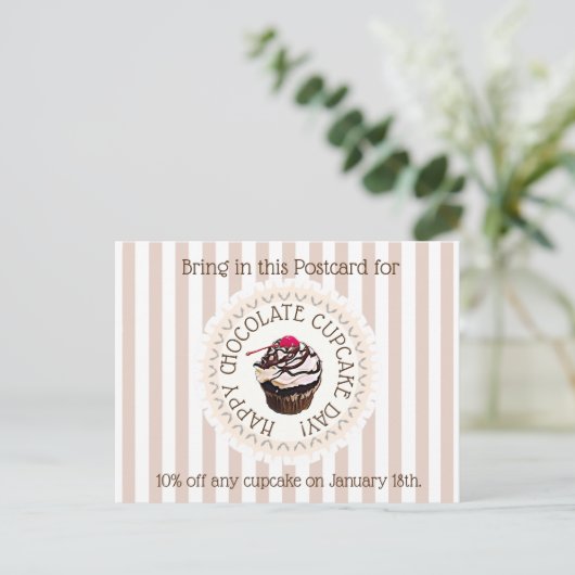 Chocolade Cupcake Dag 18 oktober Coupon Business Briefkaart (Staand voorkant)