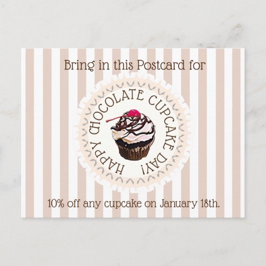 Chocolade Cupcake Dag 18 oktober Coupon Business Briefkaart (Voorkant)