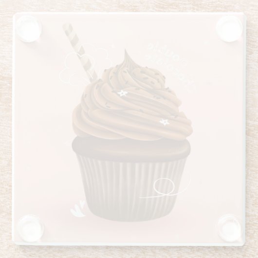 Chocolade Cupcake Glazen Onderzetter (Achterkant)