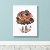 Chocolade Cupcake handgetekend potlood Crayon Artw Canvas Afdruk (Insitu (Houten vloer))