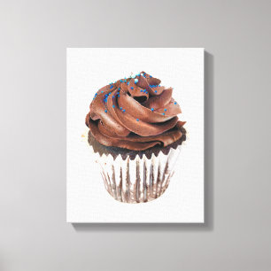 Chocolade Cupcake handgetekend potlood Crayon Artw Canvas Afdruk