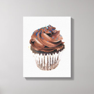 Chocolade Cupcake handgetekend potlood Crayon Artw Canvas Afdruk