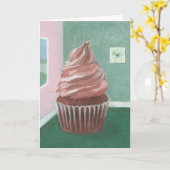 Chocolade Cupcake Kaart (Gele Bloem)