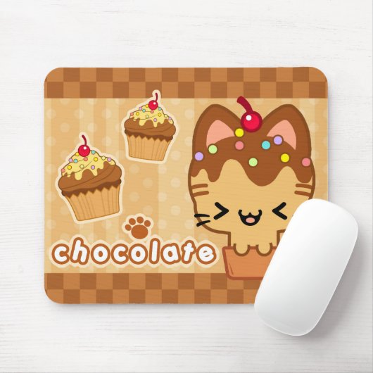 Chocolade Cupcake Kat Mousepad Muismat (Met muis)