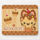 Chocolade Cupcake Kat Mousepad Muismat (Voorkant)