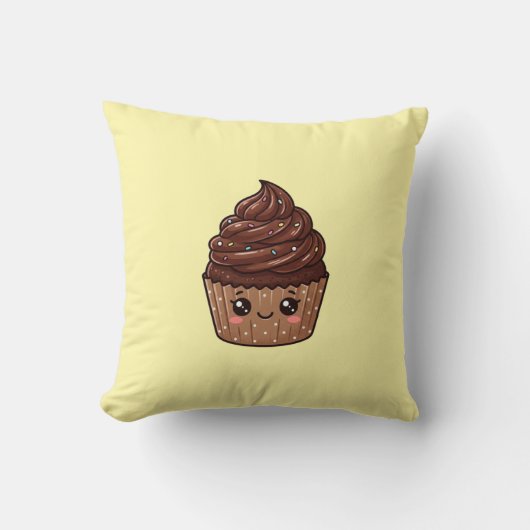 Chocolade Cupcake Kawaii Kussen Kussenhoes (Voorkant)