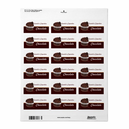 Chocolade Cupcake Labels (Full Sheet)