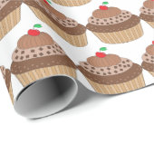 Chocolade Cupcake met Cherry Pattern Cadeaupapier (Rol Hoek)