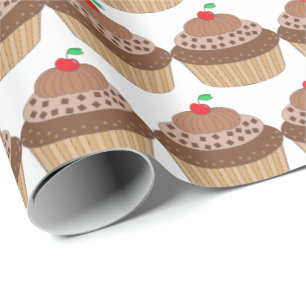 Chocolade Cupcake met Cherry Pattern Cadeaupapier