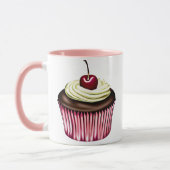 Chocolade Cupcake met een Cherry op top-Mok Mok (Links)