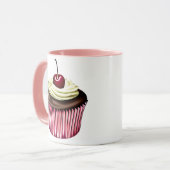 Chocolade Cupcake met een Cherry op top-Mok Mok (Voorkant links)