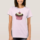 Chocolade Cupcake met een Kers erop T-shirt (Voorkant)